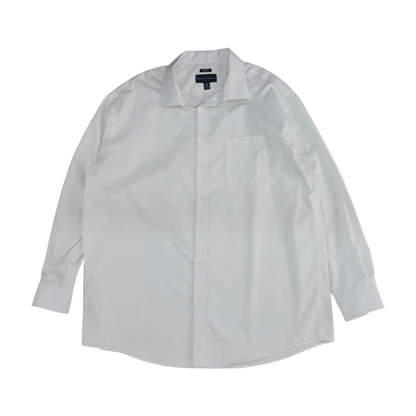 White Solid Long Sleeve Button Down