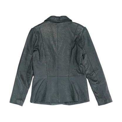 Black Solid Leather Jacket
