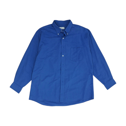 Blue Solid Long Sleeve Button Down