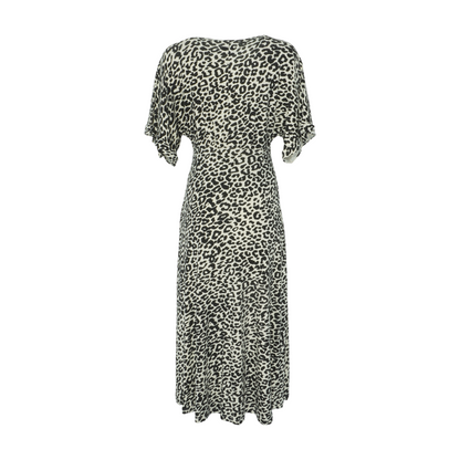Beige Animal Print Midi Dress
