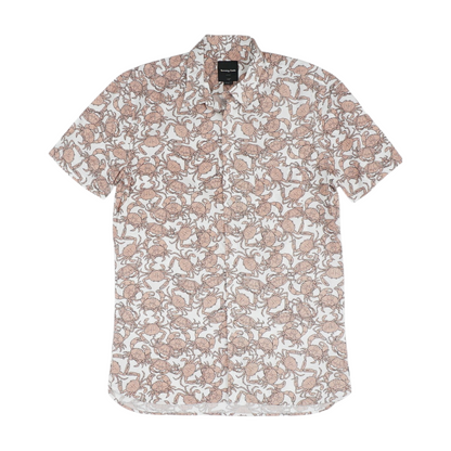 White Print Short Sleeve Button Down