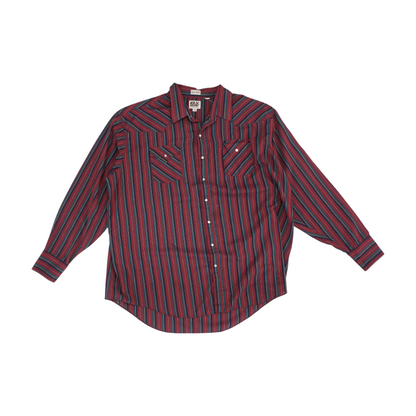 Vintage Red Tall Striped Long Sleeve Button Down
