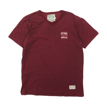 Maroon Solid Henley T-Shirt