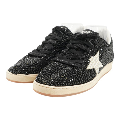 Ball Star in Black Suede with White Star and Swarovski Crystals