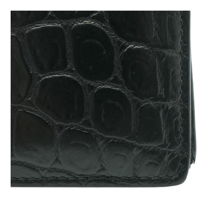 Black Paris East/West Wallet in Crocodile Embossed Leather