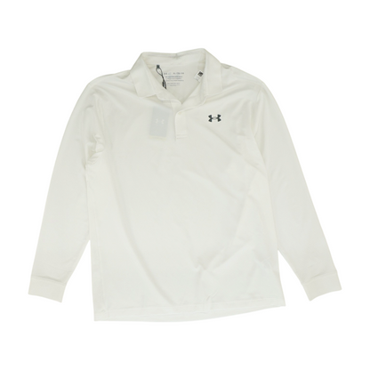White Solid Long Sleeve Polo