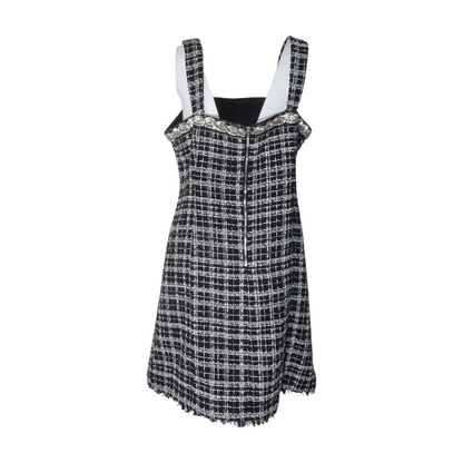 Black Plaid Midi Dress