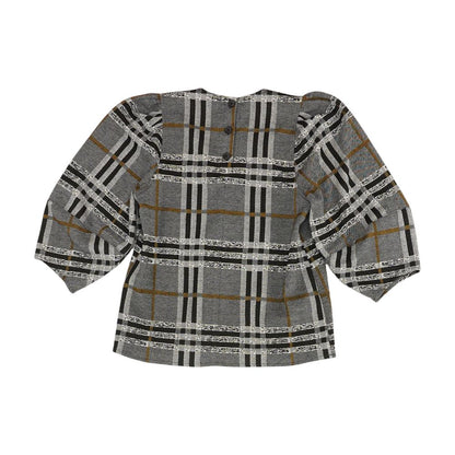 Black Plaid Long Sleeve Blouse