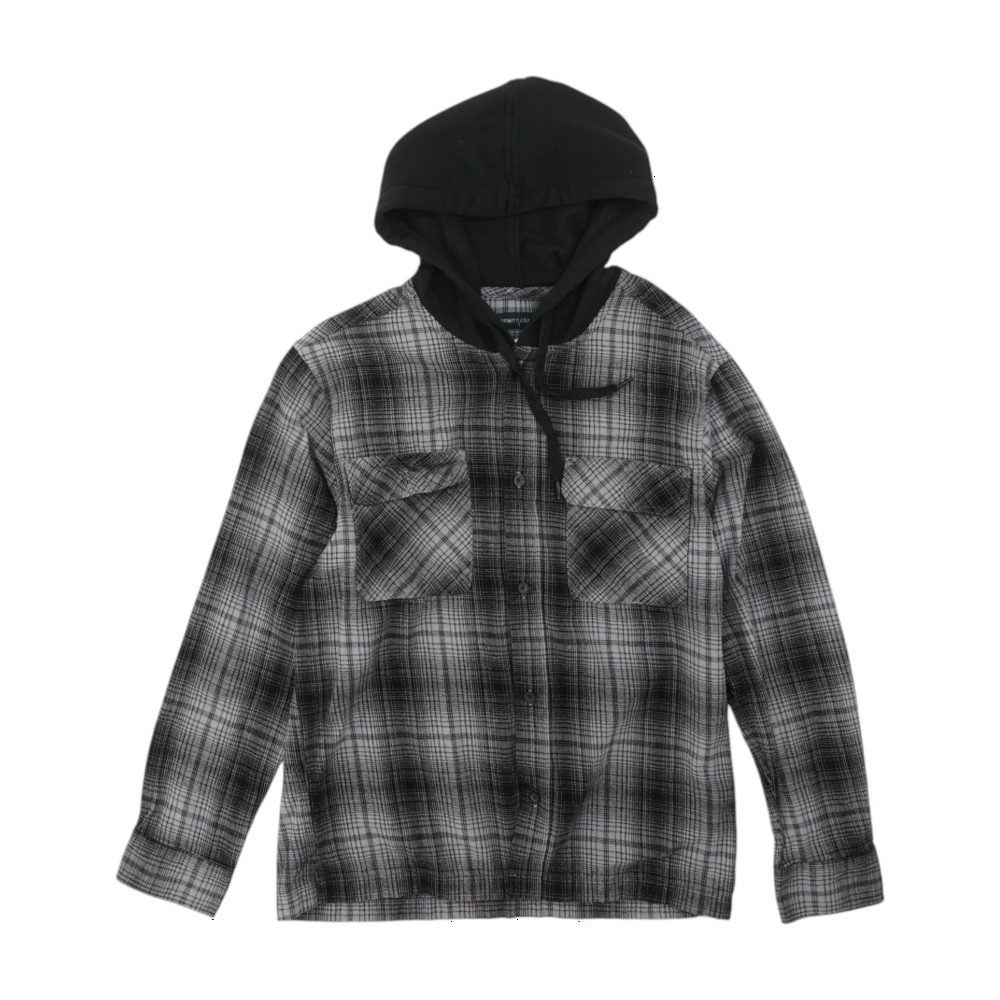 Gray Plaid Flannel Button Down
