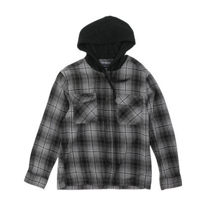 Gray Plaid Flannel Button Down