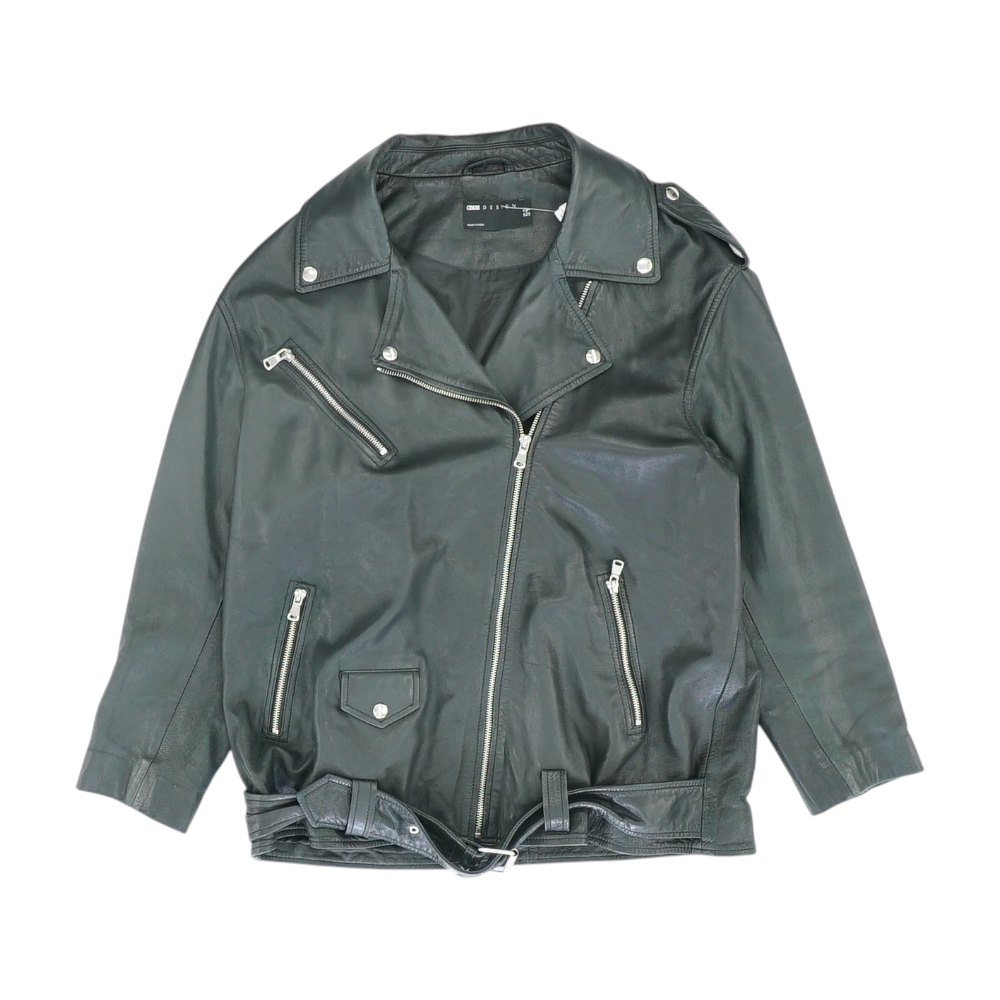 Black Solid Leather Jacket