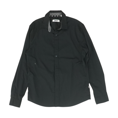 Black Solid Long Sleeve Button Down