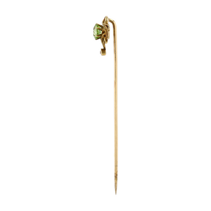 14K Yellow Gold Green Stone Pin