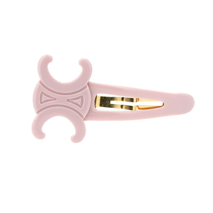 Large Snap Hair Clip In Acetate And Steel Pastel Pink And Gold Tone