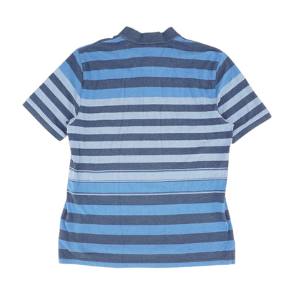 Blue Striped Short Sleeve Polo