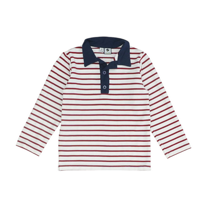 Red Striped Long Sleeve Polo