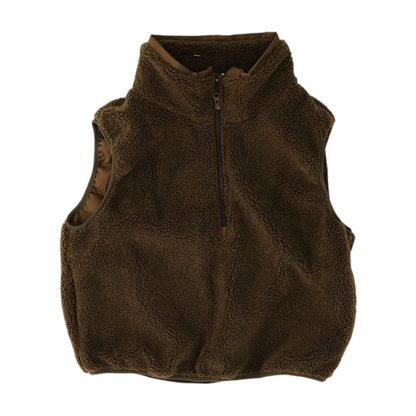 Brown Solid Casual Vest
