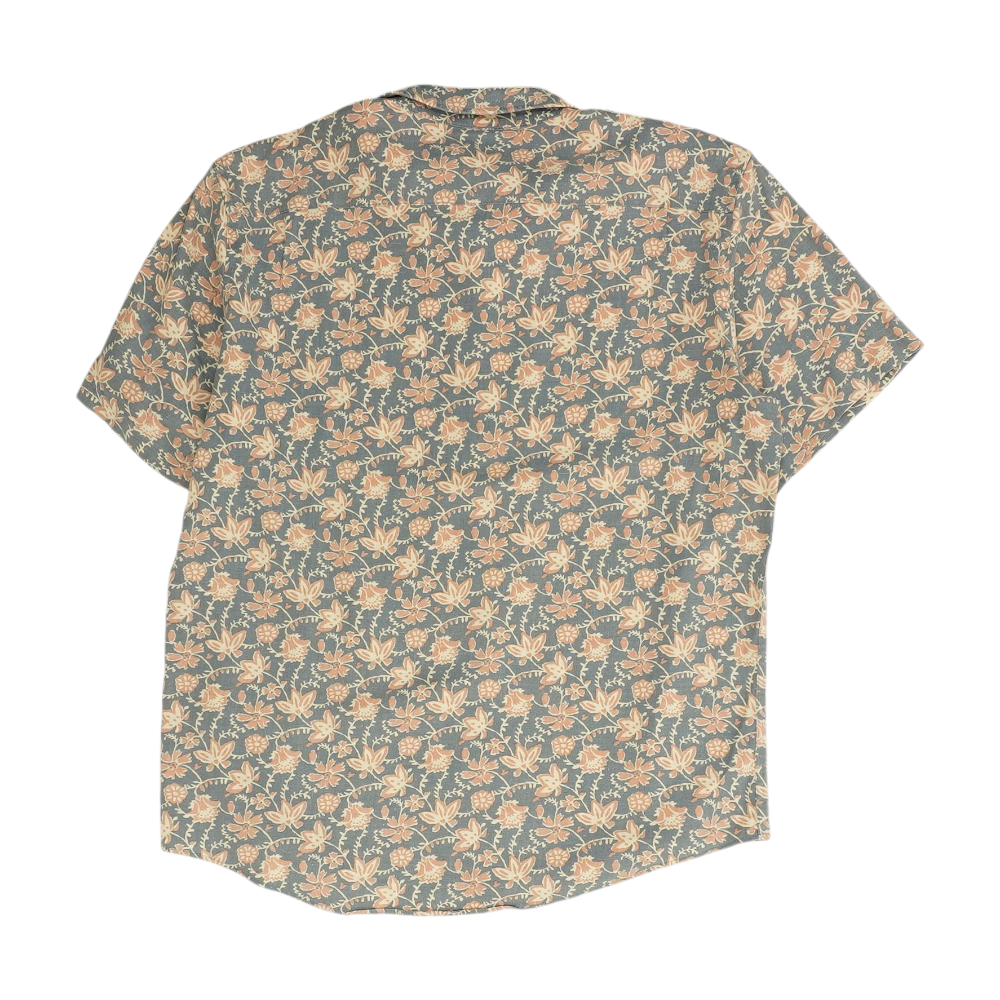 Gray Floral Short Sleeve Button Down