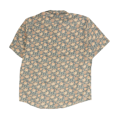 Gray Floral Short Sleeve Button Down
