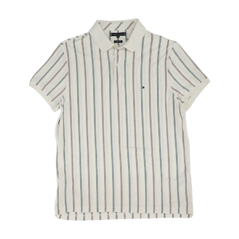 White Striped Short Sleeve Polo