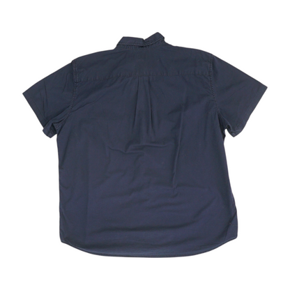 Navy Solid Short Sleeve Button Down