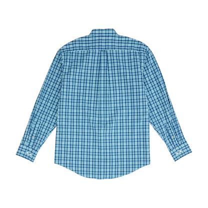 Blue Plaid Long Sleeve Button Down