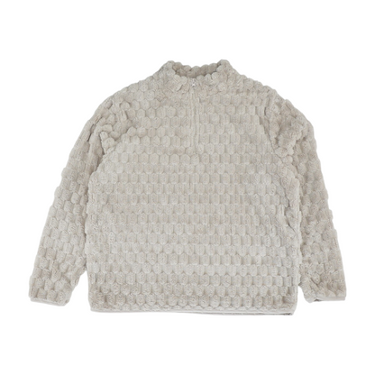 Beige Solid 1/4 Zip Pullover