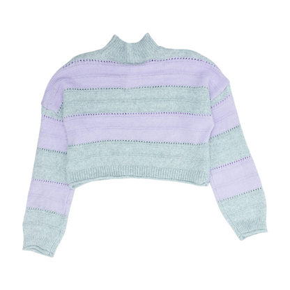 Gray Striped Pullover Sweater