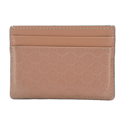 Pink Microguccissima Signature Leather Card Case