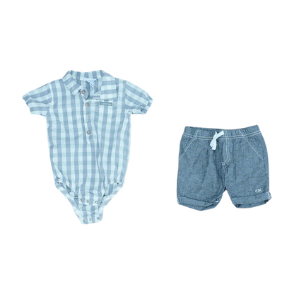 Gray Check Short Sleeve Set