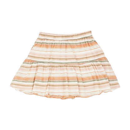 Peach Striped Midi Skirt