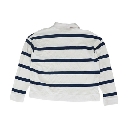 White Striped 1/4 Zip Pullover