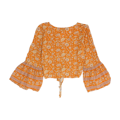 Mustard Floral Cropped Blouse