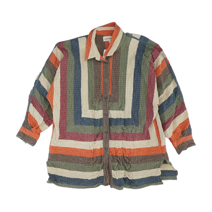 Multi Plus Size Striped Button Down