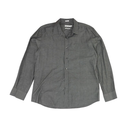 Gray Solid Long Sleeve Button Down