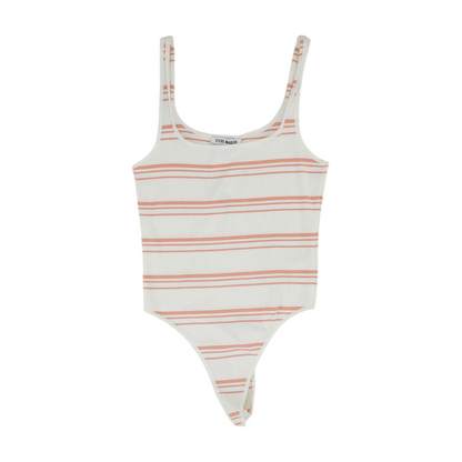 Pink Striped Bodysuit Blouse
