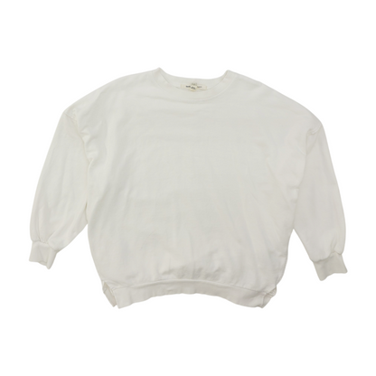 White Solid Sweatshirt Pullover