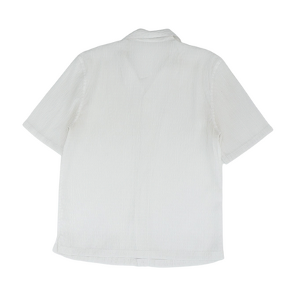 White Solid Short Sleeve Button Down