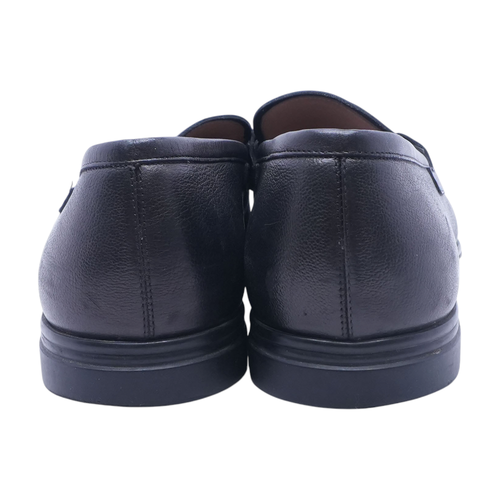 Leather Loafer with Gancini Ornament in Black