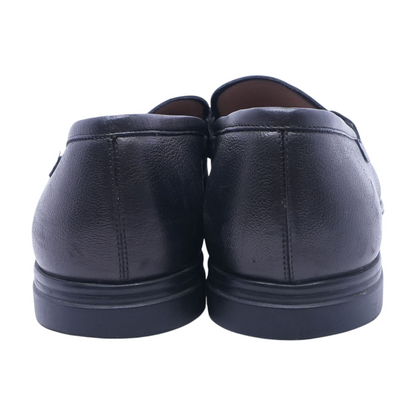 Leather Loafer with Gancini Ornament in Black