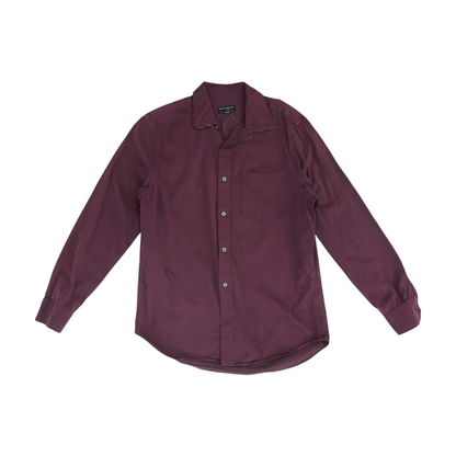 Burgundy Solid Long Sleeve Button Down