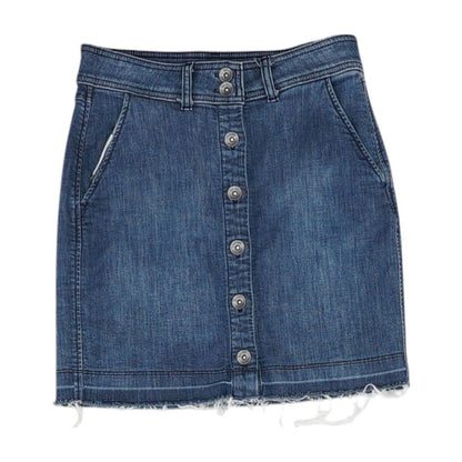 Blue Solid Mini Skirt