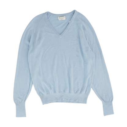 Vintage Blue Solid Pullover Sweater