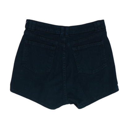 Black Solid Denim Shorts