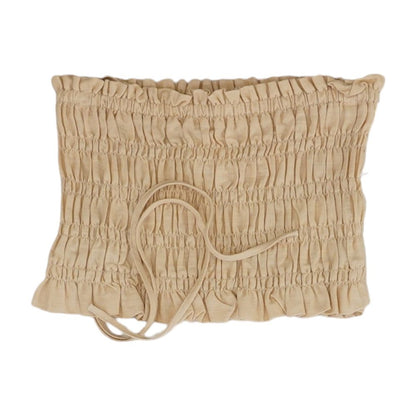Beige Solid Cropped Knit Top
