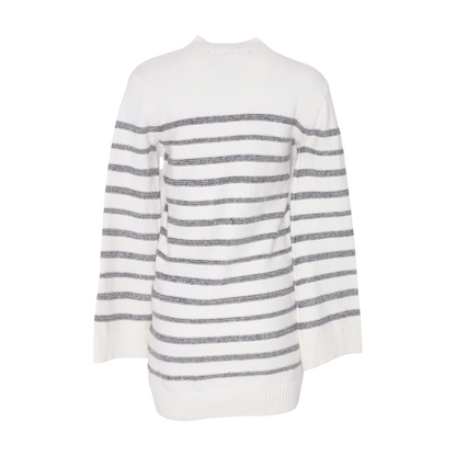Ivory Striped Midi Dress