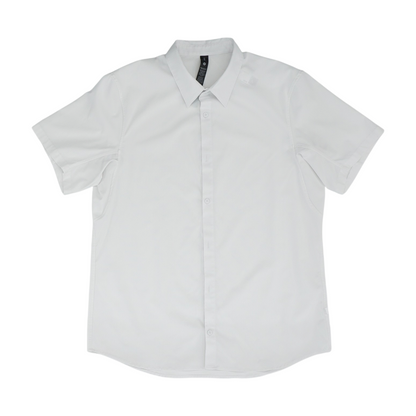 White Solid Short Sleeve Button Down