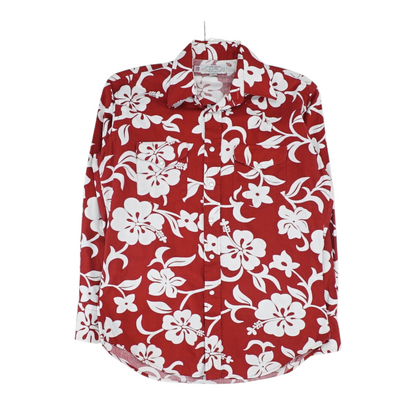 Red Floral Long Sleeve Button Down