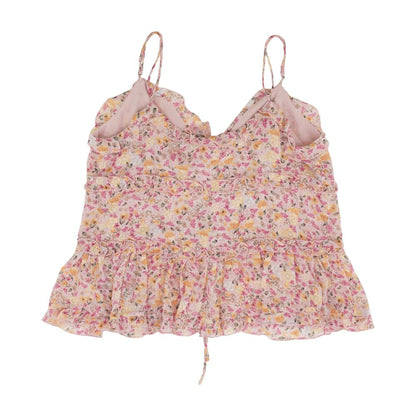 Pink Floral Sleeveless Blouse