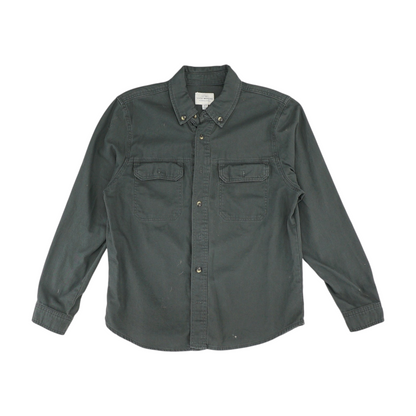 Gray Solid Long Sleeve Button Down